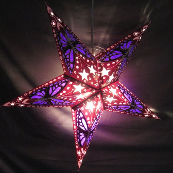 Star Butterfly Purple Light Lantern, Paper Folding Lamp, Power Cord Included - Picture 1 of 10